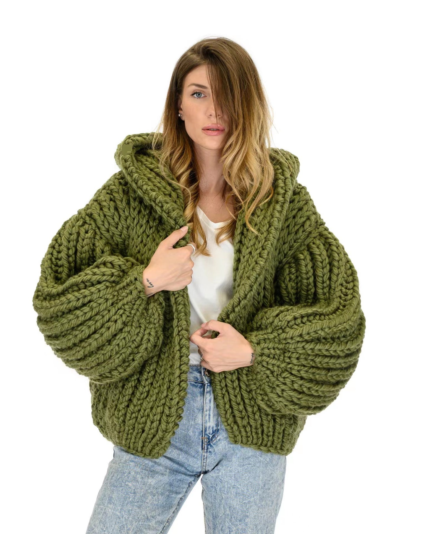 Cardigan à Capuche Tricoté à la Main – Luxrai