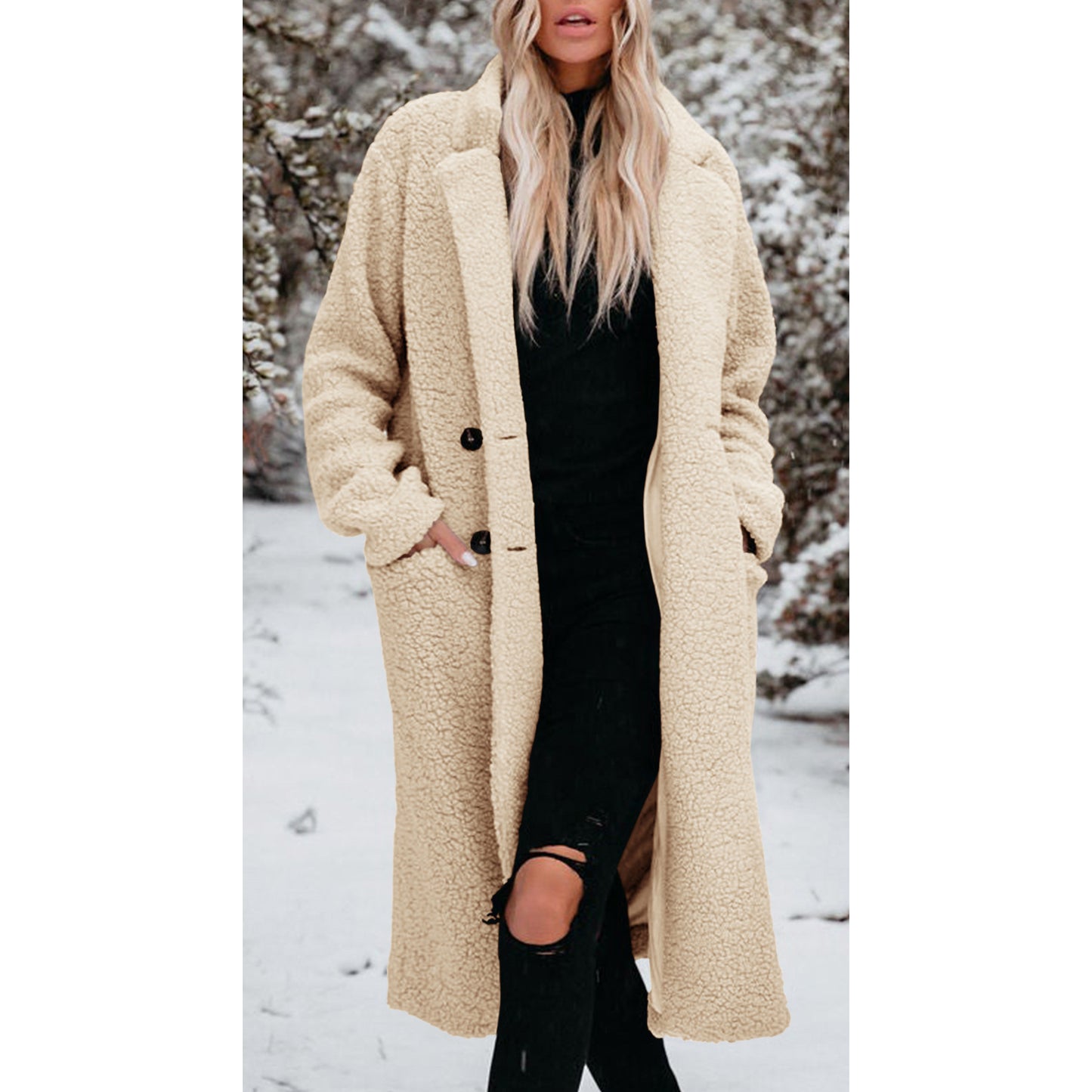 Manteau long en laine d’agneau –Luxrai