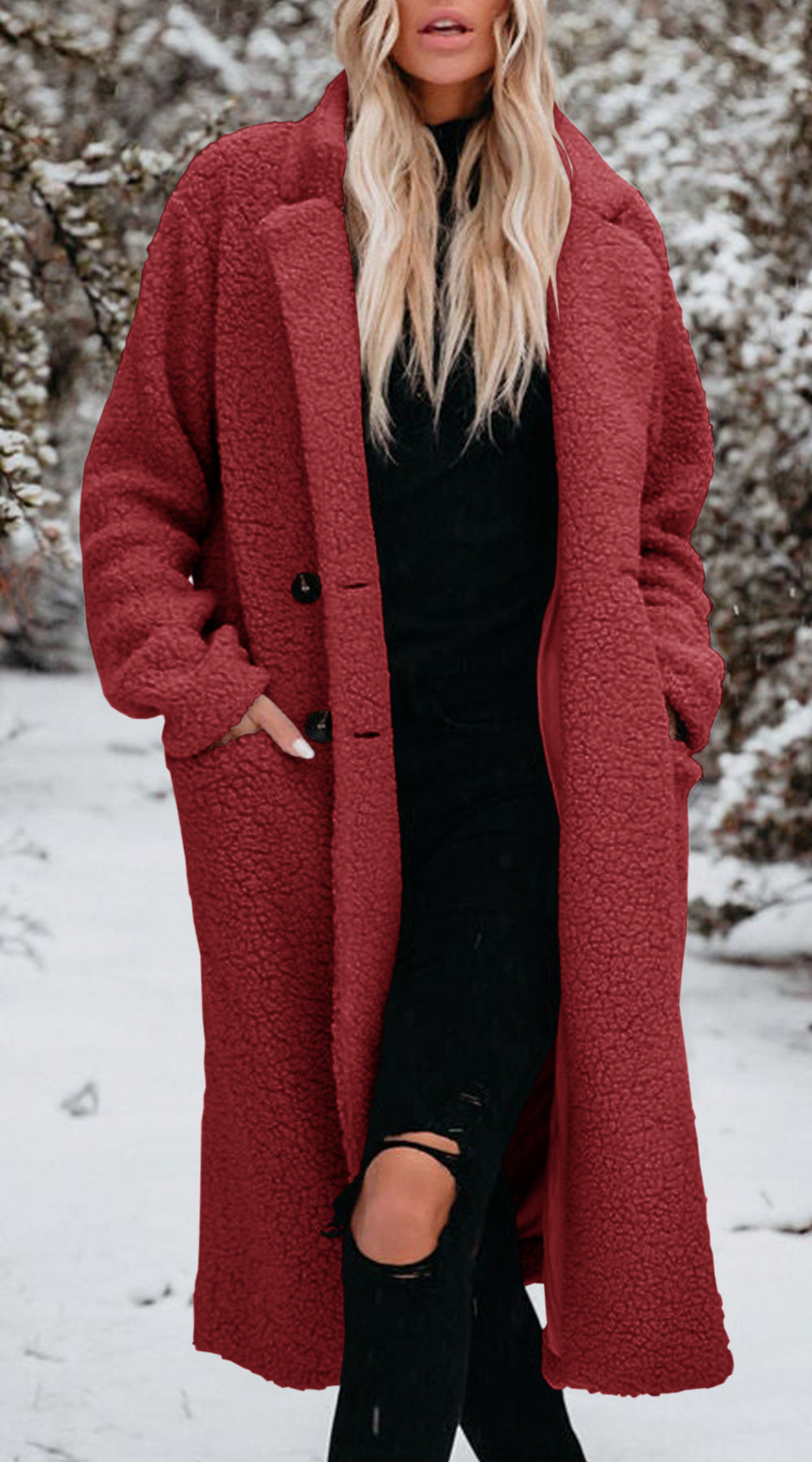 Manteau long en laine d’agneau –Luxrai