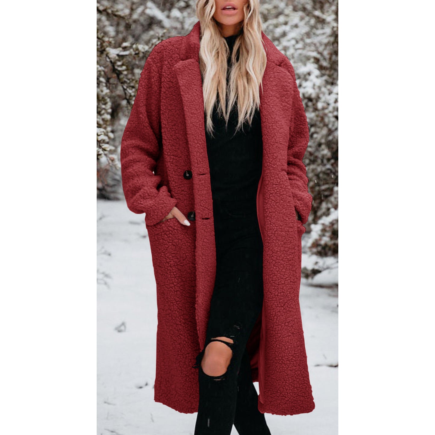 Manteau long en laine d’agneau –Luxrai