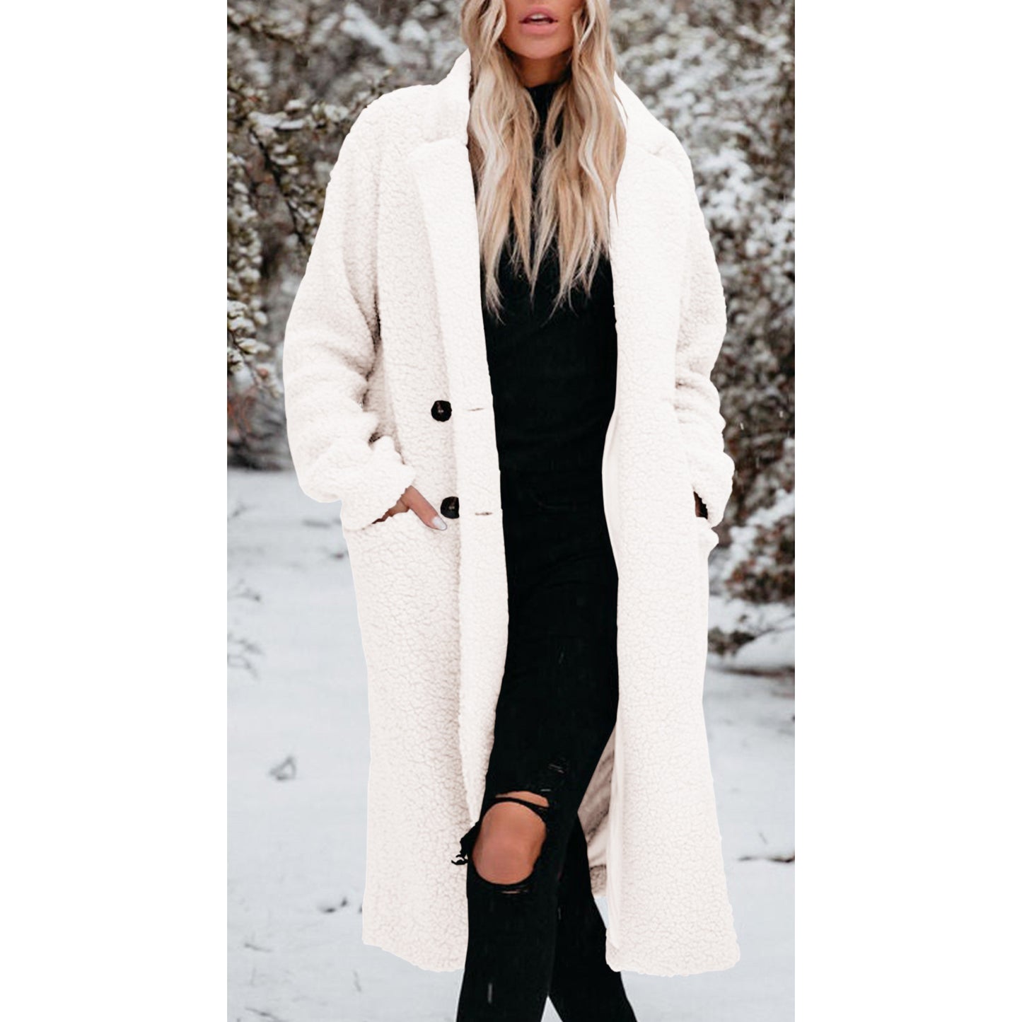 Manteau long en laine d’agneau –Luxrai