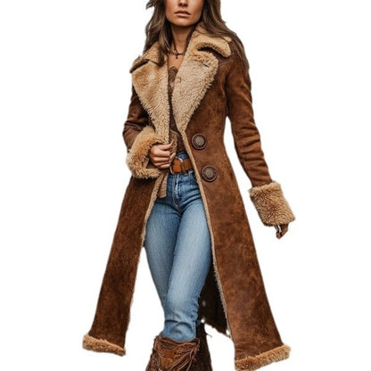 Manteau chaud en peluche vintage western en denim