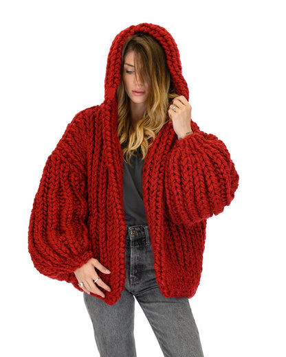 Cardigan à Capuche Tricoté à la Main – Luxrai